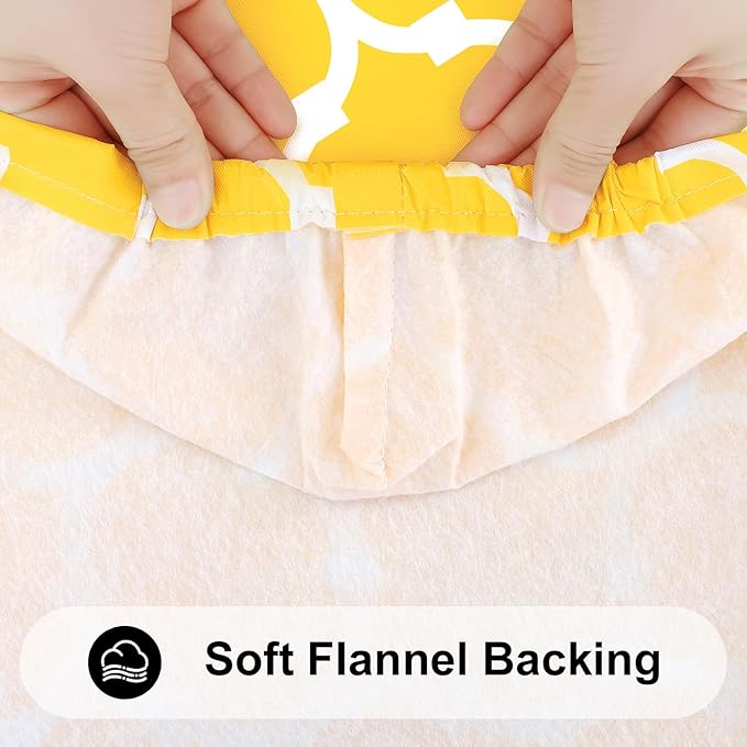 Smiry Rectangle Picnic Table Cover, Waterproof Elastic Fitted Camping Tablecloths for 8 Foot Tables, Wipeable Flannel Backed Vinyl Tablecloth Protector for Indoor, Outdoor (Yellow, 30x96 Inches)