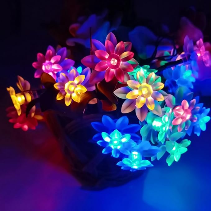 Decorative Flower String Lights, 9.8 FT 30 LED Battery & USB Plug in Powered Novelty Fairy Floral Lamps for Bedroom Window Garden Wedding Party Christmas Easter Tree Hanging Decor (Multicolor)