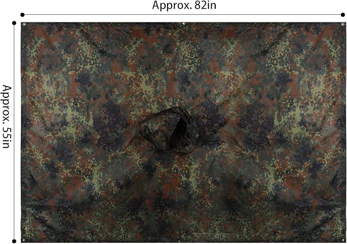 GRVCN Military Rain Poncho, Camouflage Raincoat Outdoor Waterproof Lightweight