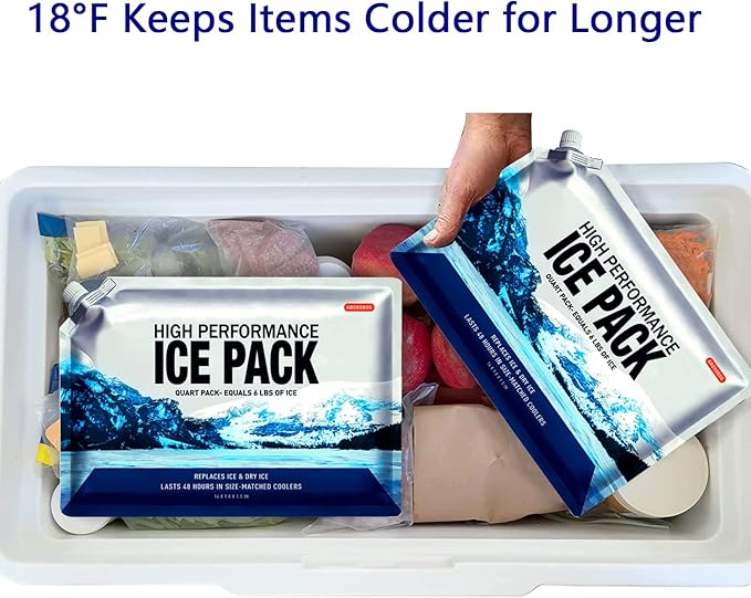 Reusable Ice Packs for Coolers Long Lasting Gel Freezer Packs for Cooler Bag Backpacks, Lunch Box, Cooler Bag, Keeps Food Cold Fresh (Set of 4)