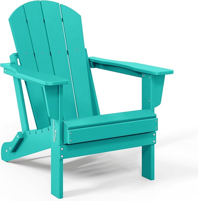 WestinTrends Malibu 2 Piece Set Outdoor Folding Poly Adirondack Chair, Turquoise