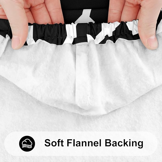 Smiry Rectangle Picnic Table Cover, Waterproof Elastic Fitted Camping Tablecloths for 6 Foot Tables, Wipeable Flannel Backed Vinyl Tablecloth Protector for Indoor, Outdoor (Black, 30x72 Inches)