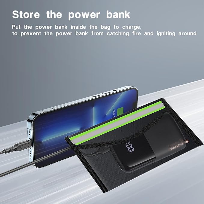 5"x8" Black Small Fireproof Bag Money Bag Home Office Travel Safe Storage Pouch for Document Cash Valuables Jewelry Mobile Power Supply Power Bank Lipo Battery (20 * 13cm)