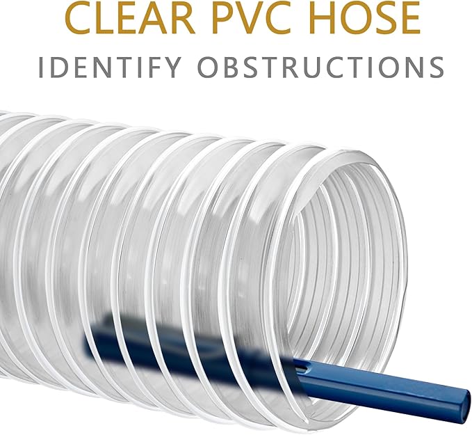 Heavy PVC Dust Collection Hose 4" x 10', 4 Inch Dust Collection Hose Flexible Clear PVC with Carbon Steel Wire Coil for Dust Collectors by Oycevila