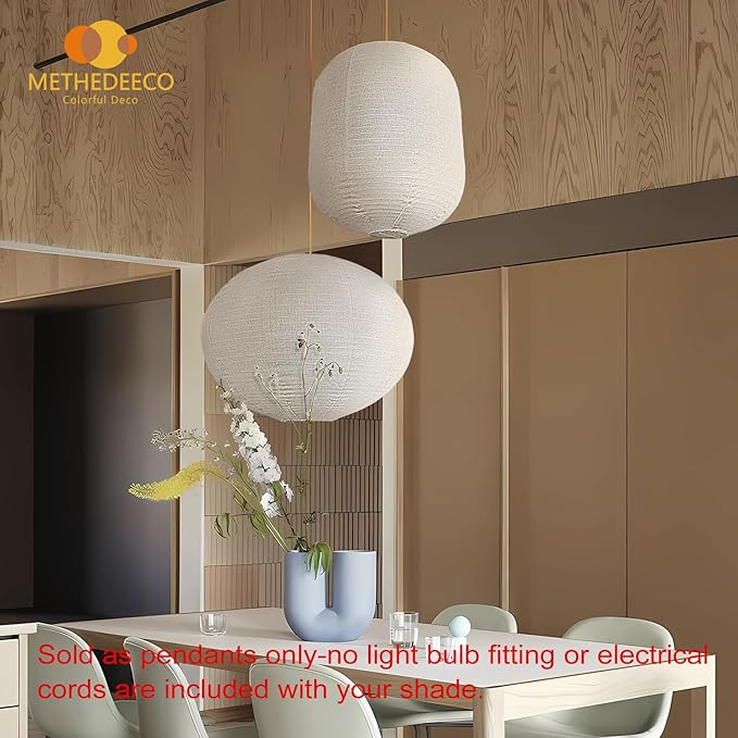 2PCS hanging lamp shade Oval Cylinder Linen Pendant Light Shade 20+13.5inch Hanging Fabric LampShade Beige Lanterns for Living Room, Dining Room, Bedroom Décor, Hotel, Window Display & Gift Giving