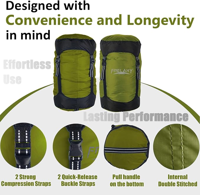 Frelaxy Compression Sack, 40% More Storage! 11L/18L/30L/45L/52L Compression Stuff Sack, Water-Resistant & Ultralight Sleeping Bag Stuff Sack - Space Saving Gear for Camping, Hiking