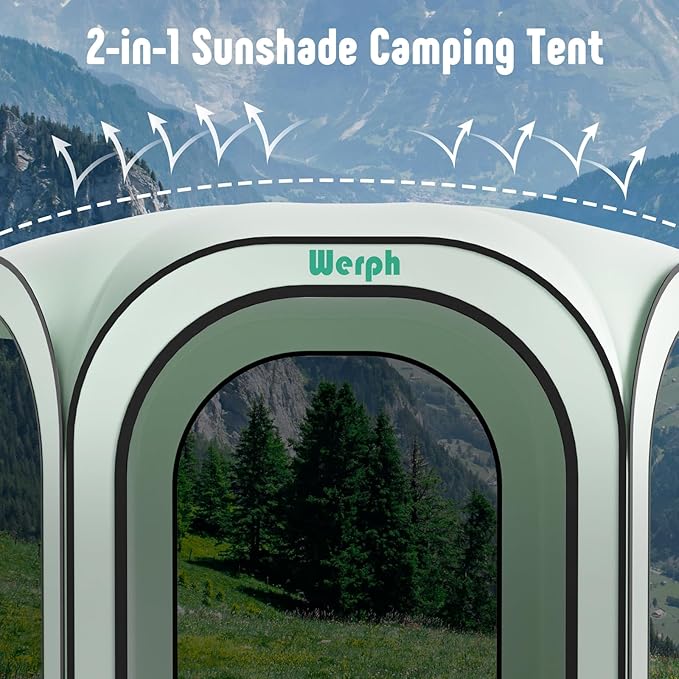 Pop Up Screen Tent Camping Canopy 12x12, Screen Room with Mosquito Net,Outdoor Tent Canopy,Pop Up Gazebo for Lawn & Garden,Parties or Camping,Green