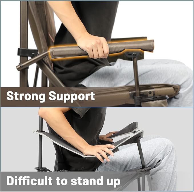 TIMBER RIDGE Oversized Folding Camping Chair High Back Heavy Duty for Adults Support up to 500lbs with Cup Holder, Side Pocket Cooler Bag 2 Pack