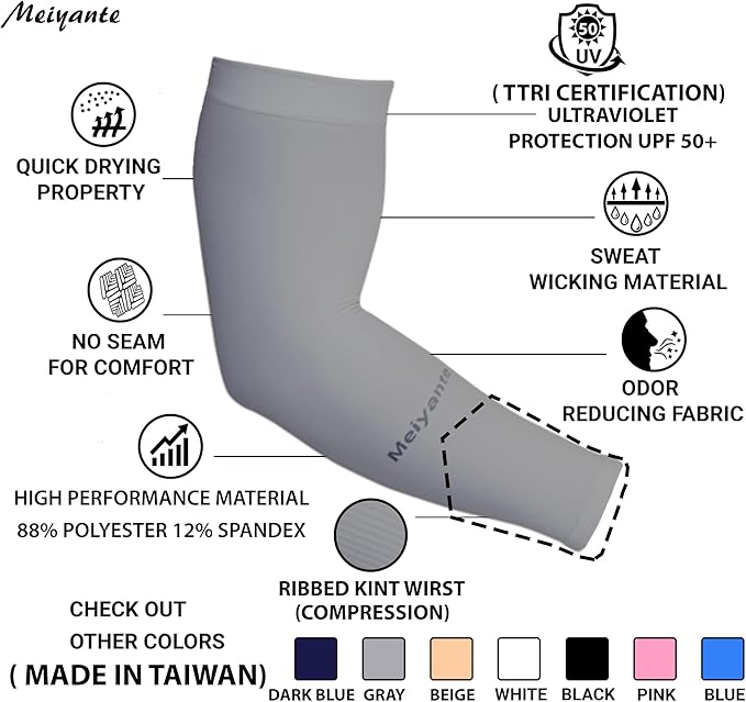 Arm Sleeves for Men Women Work 1 Pair UV Sun Protection UPF Long Sleeves Tattoo Cover Up Sleeves to Cover Arm Sleeves Cooling