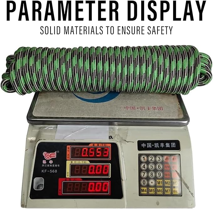 Diamond Braided Polypropylene Rope Nylon Rope Mix Thick Heavy Duty Ropes 3/8 inch 60ft High Strength Perfect for Clothesrope Camping Hiking and Other Outdoor Activities Green