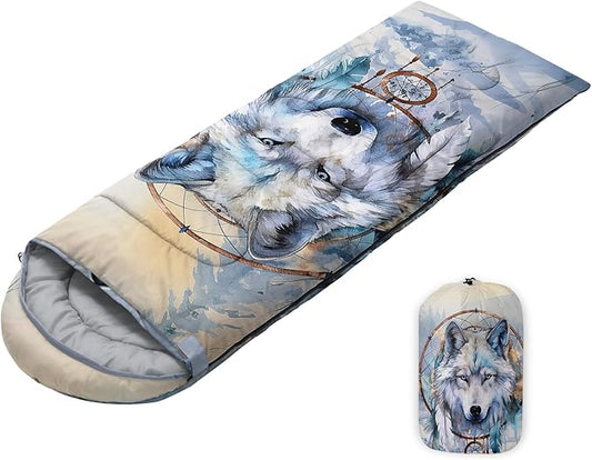 Sleeping Bags for Adults Youth Kids,3D Printing Camping Sleeping Bag for Girls Boys Lightweight Waterproof Cold/Warm Weather Sleeping Bag for 3 Seasons