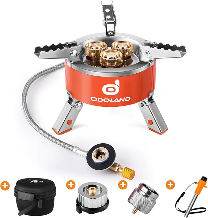 Odoland 5000W Portable Camping Stove Lightweight Camp Stove Collapsible Backpacking Stove with EVA Box for Outdoor Camping Cooking Hiking and Picnic