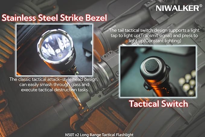 2300 High Lumen Tactical Flashlight, Type C Rechargeable Long Throw Outdoor Flashlights,875 Yards Long Range, IP68 ‎Waterproof Flashlight