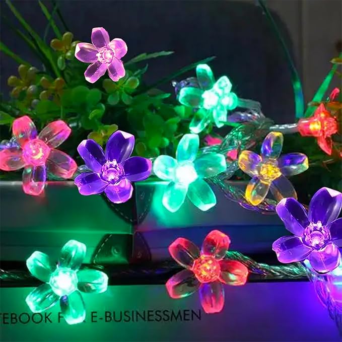 Battery Operated and USB Plug in Fairy Flower String Lights, 10ft 30 LED Cherry Blossom 8 Modes Timer Indoor Bedroom Party Wedding Garden Christmas Easter Tree Hanging Decorations (Multi Colored)