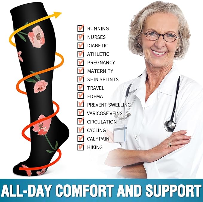 6 Pack Copper Compression Socks for Women and Men Circulation-Best Support for Medical, Running,Nursing,Athletic
