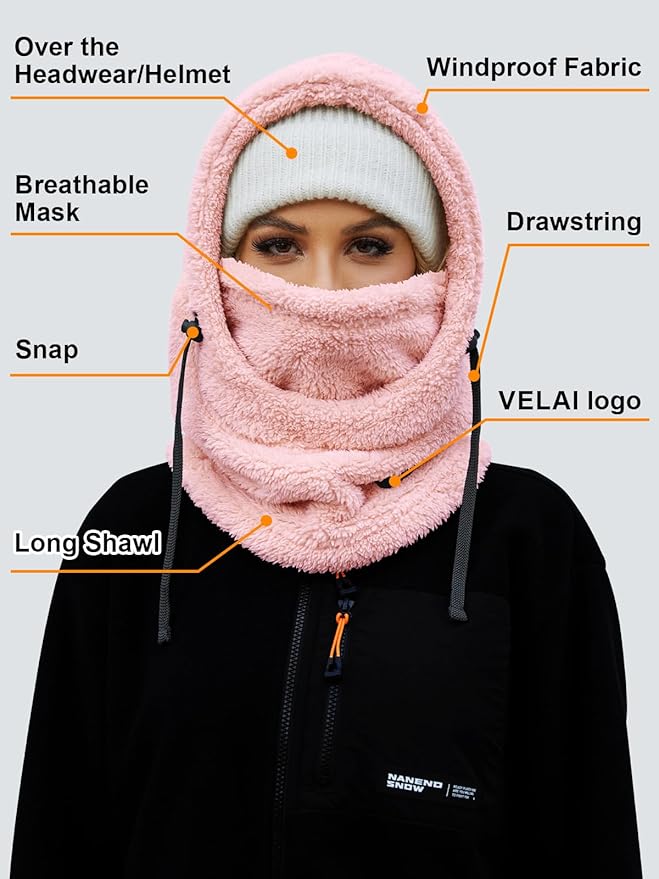 Balaclava Fleece Ski Mask for Men Women Winter Face Masks Windproof Hooded Scarf Cold Weather Hat Neck Warmer