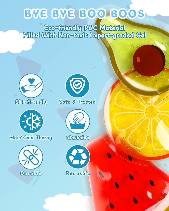 Kids Ice Packs for Boo Boos, 6 Packs, Small Gel Ice Packs for Injuries Reusable for Kids Baby Toddlers, Mini Packs Hot Cold Compress for Body Pain Relief, Toothache, Mosquito Bite, Fever, First Aid