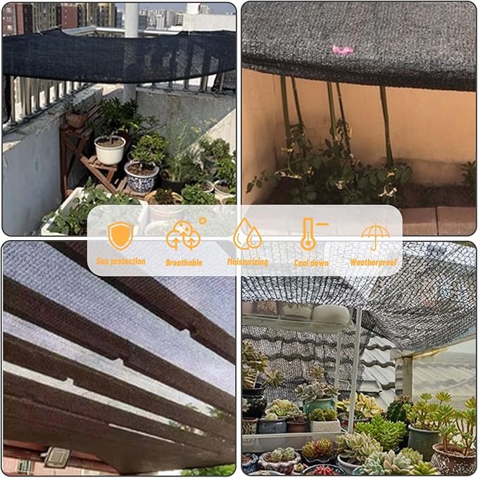 Cool Area 40% 6.5x10ft Sunblock Shade Cloth Cover Mesh UV Resistant Net for Garden Flower Plant Greenhouse, Black