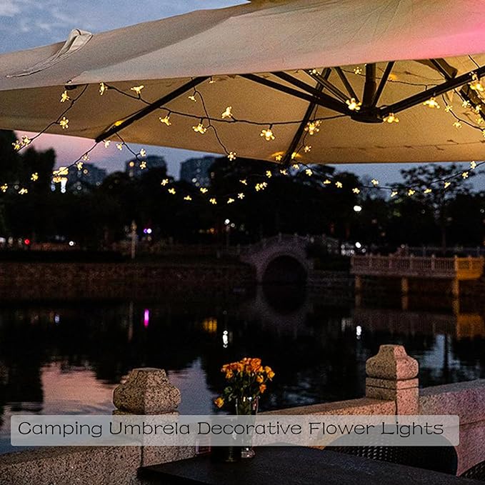 Cherry Blossom Flower String Lights for Bedroom Decor, 33ft 100 LED USB Plug in Decorative Twinkle Fairy Light with Timer for Christmas Easter Tree Window Wall Garland Hanging Decoration (Warm White)