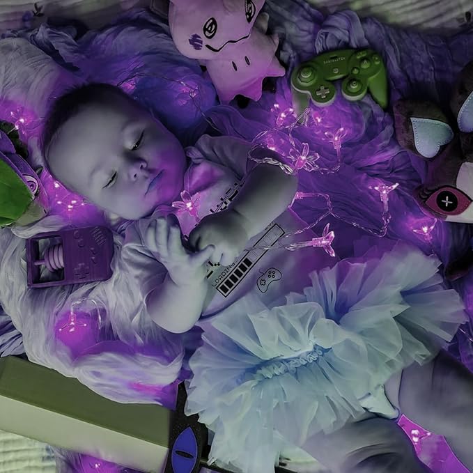 Cute Flower String Lights, USB & Battery Lighted Decorative Fairy Cherry Blossom Indoor Bedroom Tree Branches Hanging, Novelty Floral Lamp for Christmas Easter Wedding Party Birthday Decor (Purple)