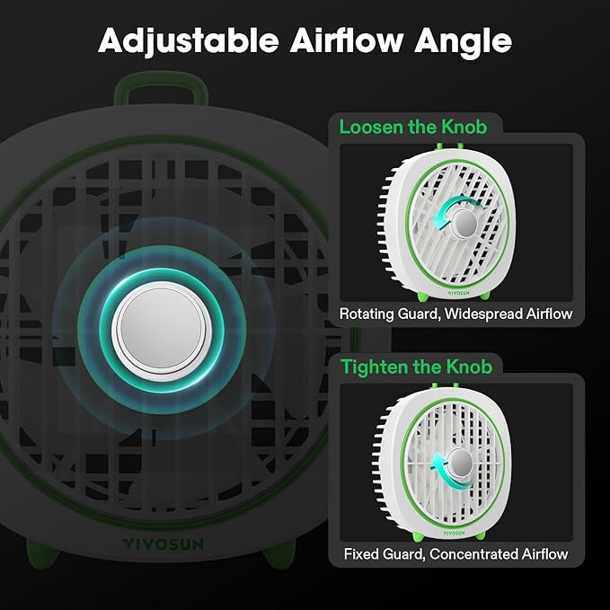 VIVOSUN AeroWave D4, 4” Grow Tent Clip Fan with Detachable Hook, 3-Speed Strong & Quiet Airflow, Adjustable Airflow Angle for Hydroponics, Circulation & Cooling, White, 1-Pack