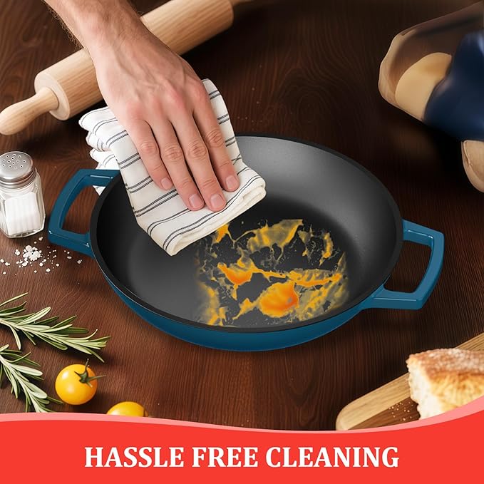 YUTANN Enameled Cast Iron Dutch Oven, 5 QT Nonstick Dutch Oven, Titanium Nonstick Coating, Ideal for Bread Baking/Braising/Roasting, Oven, Gas Stove and Stovetop Safe, Safe Material & Easy to Clean