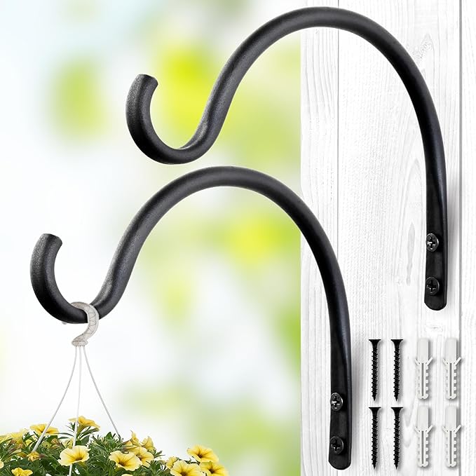 AJART Hanging Plant Hanger Outdoor: 6-Inch Bird Feeder Wall Hooks - Rust-Resistant Plant Bracket Hook for Hanging Flower Baskets
