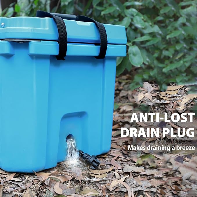 Hard Cooler, Insulated Ice Chest Box Holds Ice for More Days, Portable Cooler with Handle, Cup Holders, Double Latches for Camping Drink, Beach, Picnic, Fishing, Boat, Barbecue