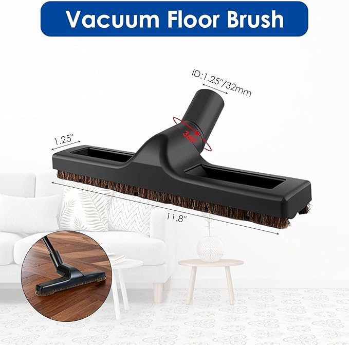 11 PCS Universal 1 1/4 Inch Vacuum Attachments Kit for Shop Vac Accessories with Vacuum Brush Attachments, Flexible Crevice Tool, Hose Adapters for 2 1/2" to 1 1/4" and 1 7/8" to 1" Hoses