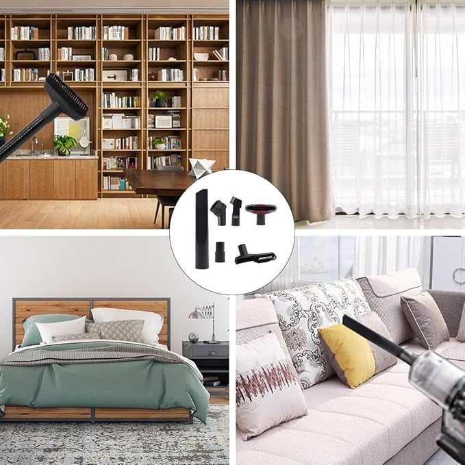 6 Pcs Vacuum Attachments 1 1/4" Vacuum Cleaner Attachments - 1 1/4 inch (32 mm) & 1 3/8 inch (35 mm) Vacuum Hose Adapter, 1 1/4 inch Vacuum Cleaner Accessories Brush Kit