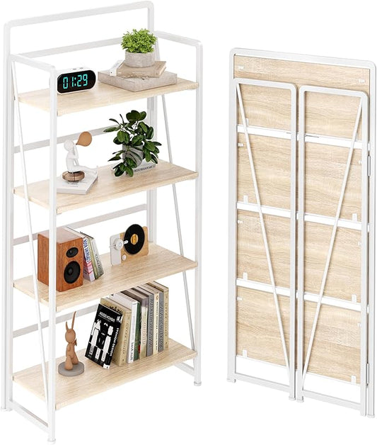 BHG No Assembly Folding Bookshelf for Living Room,Collapsible Book Shelf for Home Office, Portable Bookcase Storage Organizer Rack Shelves