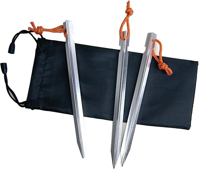 12 Pack Tent Stakes, 7075 Ground Metal Camping Aluminum Tent Pegs, Lightweight Tent Stakes Heavy Duty Spikes Camping Accessories