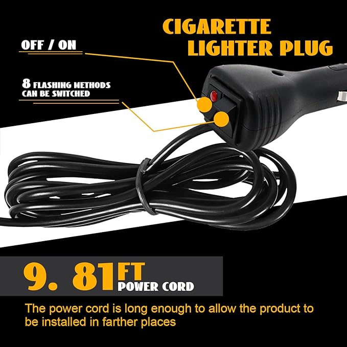 1PCS Amber Beacon Light, 96 LED Magnetic Beacon Strobe Flashing Safety Caution Warning Emergency Lights for Vehicles Truck Trailer Forklift Bus Car Snow Plow ATV Tractor Golf Carts Boat