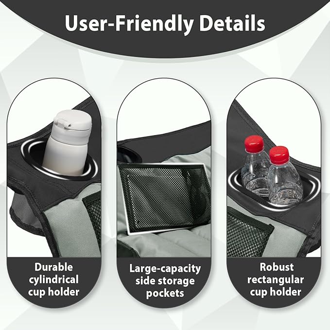 Oversized Camping Chair, Portable Folding Camping Chairs with Side Pocket, Cup Holder and Carry Bag, Heavy Duty Outdoor Camping Chairs for Adults, Fishing, Sports, Trip, up to 400lbs, Style 4