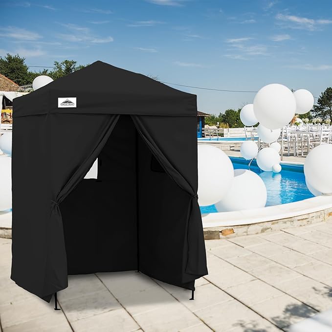 EAGLE PEAK Flex Ultra Compact 5x5 Pop-up Canopy, Sun Shelter, Changing Room, Portable Privacy Canopy Cabana for Pool, Fashion Photoshoots, or Camping, Black