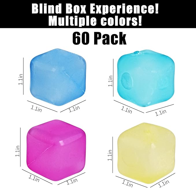 Color-changing Reusable Ice Cubes, 60 Pack Plastic Ice Cube for Drinks, Cocktails Like Whiskey, Wine, or Coffee - Party Supplies for Boys, Girls, Kids/Adults (Color-changing)