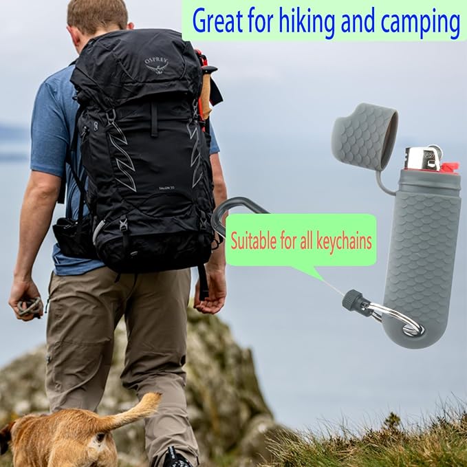 2 Pcs Waterproof Lighter Case Cover Holder for BIC Regular Lighters Sleeve Type J6 Outdoor Survival Multipurpose Seal Lighter Pouchfor Hiking and Camping (Gray)