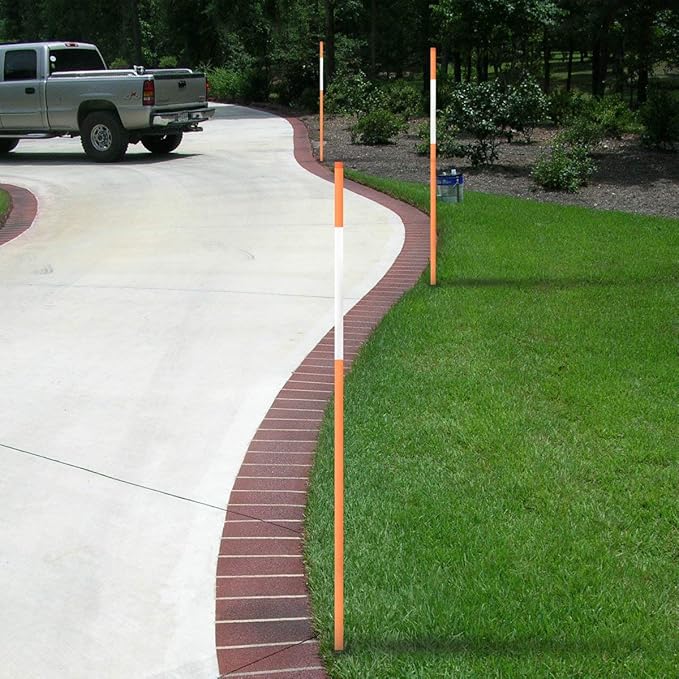60-Inch Hollow Reflective Driveway Markers Driveway Poles for Easy Visibility at Night, 1/4Inch Diameter Orange, 20 Pack