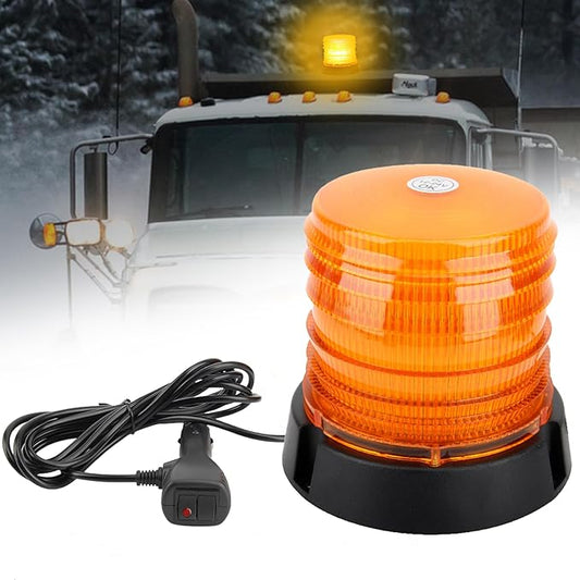 60 LED Amber Magnetic Strobe Light, 12-24V Rooftop Warning Flashing Light, Emergency Beacon Light for Pickup Truck, Forklift, Engineering Vehicles and Golf Carts