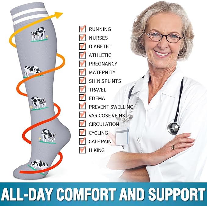 6 Pack Copper Compression Socks for Women and Men Circulation-Best Support for Medical, Running,Nursing,Athletic