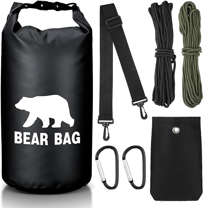 1 Set Bear Food Bag for Camping Ultralight Food Hanging System Includes Waterproof Bear Bag, Nylon Ropes, Hooks for Camping Backpacking