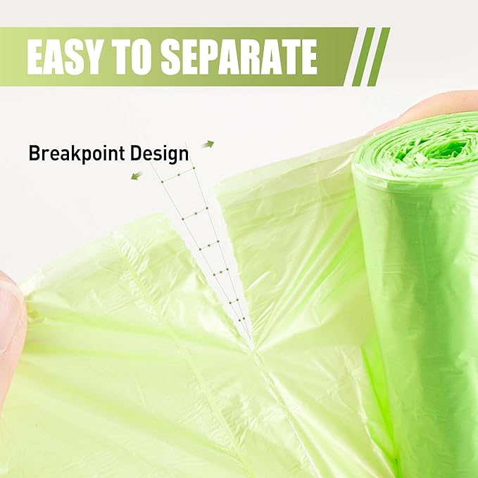 Zhuqing 3 Gallon Trash Bags, 10L Biodegradable Garbage Bags, 100 Counts Compost Wastebasket Liners Bags for Kitchen Bathroom Office, Green