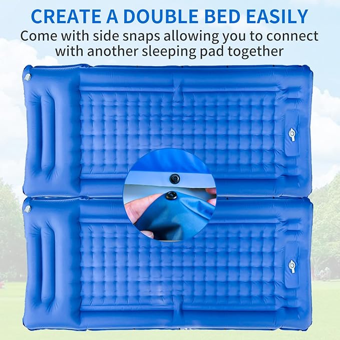 78in x 29in x 5in Camping Sleeping Pad, Upgraded Durable Waterproof Compact Traveling Air Mattress, Built-in Foot Pump, Ultralight Inflatable Sleeping Mat for Backpacking, Hiking