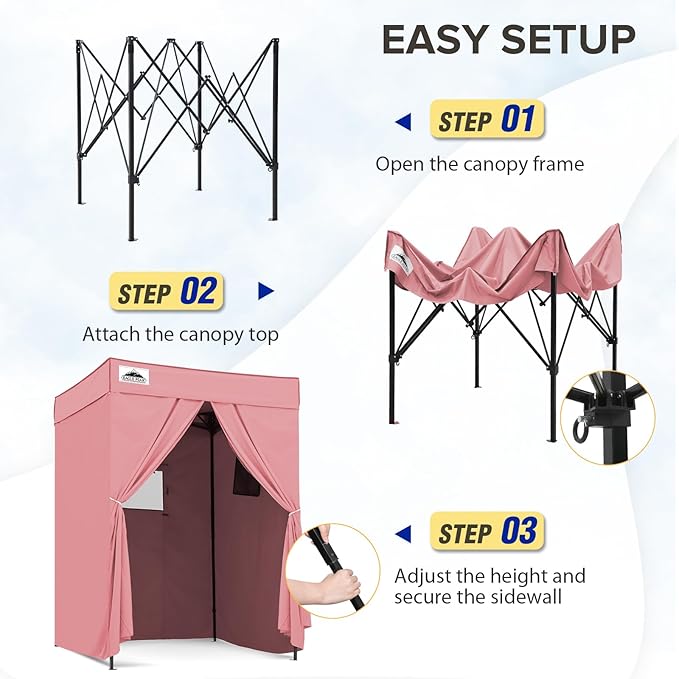 EAGLE PEAK Flex Compact 5x5 Pop-up Canopy Changing Room, Portable Privacy Dressing Room for Indoor Fashion Photoshoots, Camping, or Pool, Pink