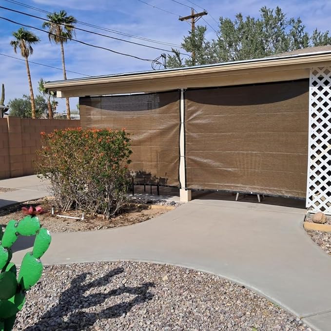 90% Sun Shade Cloth for Patio, 12x24 Ft Breathable Sunshade Fabric for Garden, UV Resisant & Privacy Protection Shade Screen for Pergola, Backyard, Deck, Pool, Balcony, Mocha