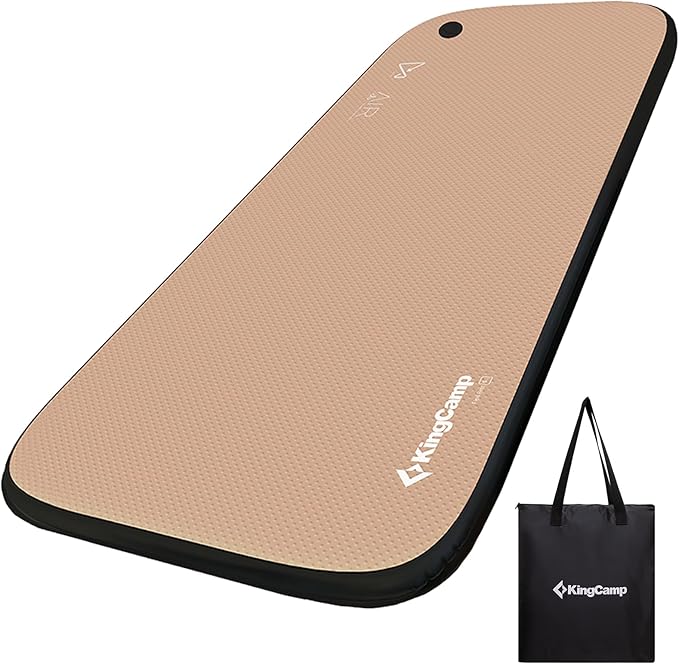 KingCamp Single Sleeping Pad for Camping, Reinforced Drop-Stitch Sleeping Travel Mat, Portable Camping Pad for Hiking, Tent, Cot & Car Travel, Single