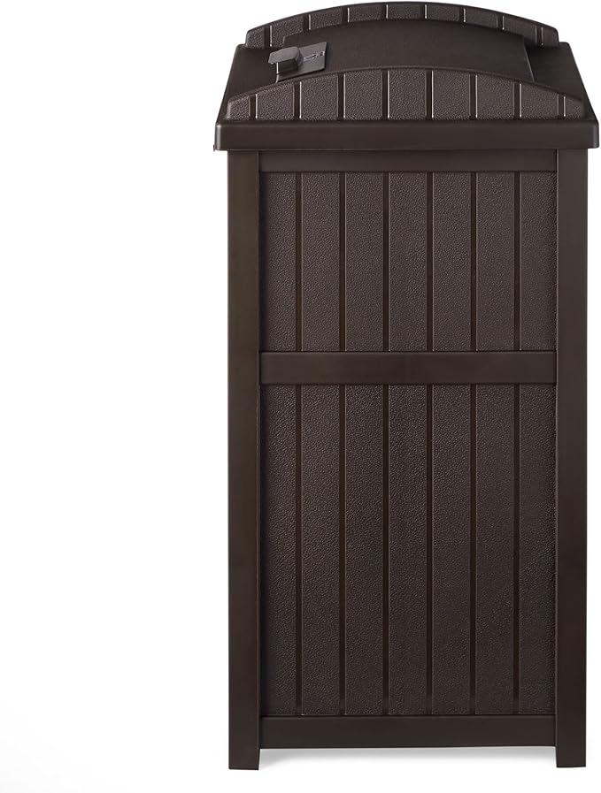 Suncast Trash Hideaway Outdoor Patio 33 Gal Garbage Waste Trash Can Bin (4 Pack)