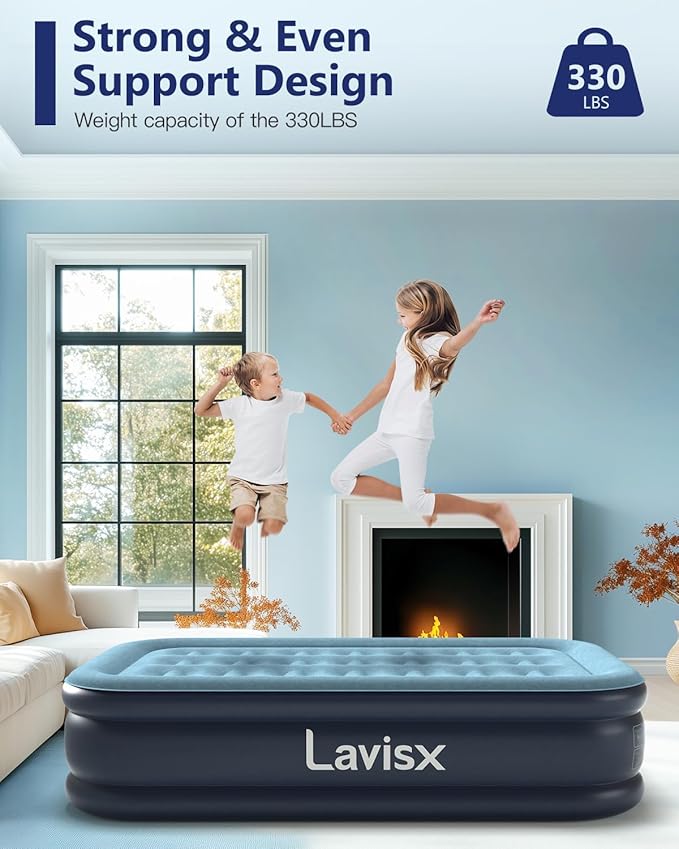 Twin Air Mattress with Built in Pump 16" Blow Up Mattress Raised Air Bed, 3 Mins Quick Self Inflatable with Storage Bag for Guest and Home