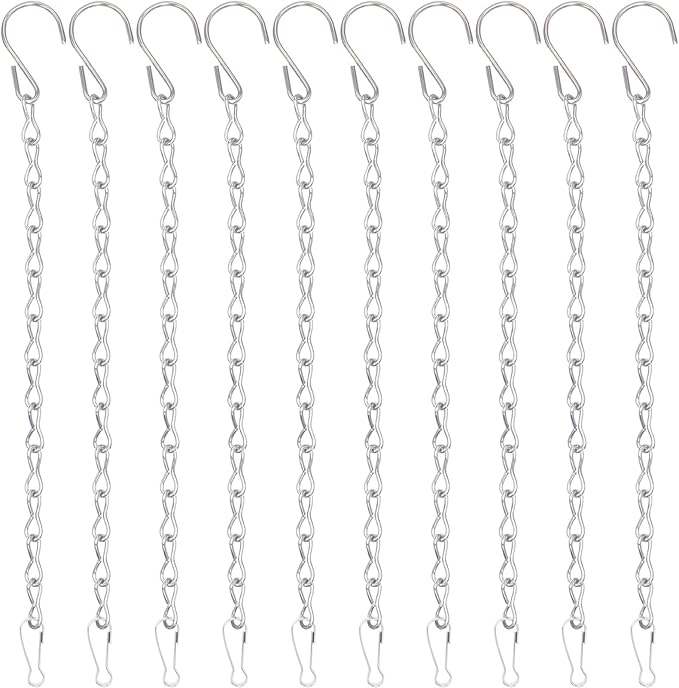 YINGFENG 10 Pack 9.5 Inch Silver Hanging Chains for Hanging Bird Feeders, Bird Houses, Planters, Baskets, Birdbaths, Lanterns, Wind Chimes, Billboards, Signs and Ornaments