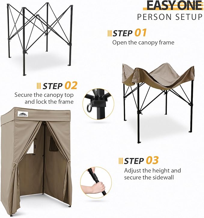 EAGLE PEAK Flex Compact 4x4 Pop-up Canopy Changing Room, Portable Privacy Dressing Room for Indoor Fashion Photoshoots, Camping, or Pool, Brown